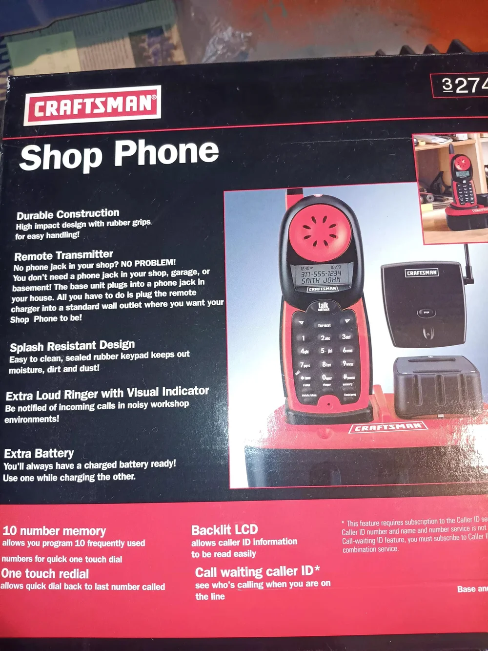 Craftsman Red and Black Shop Phone with Cordless Handset